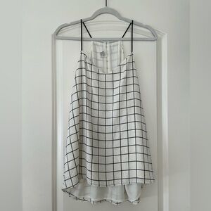 Express White and Black Grid Cami Top
